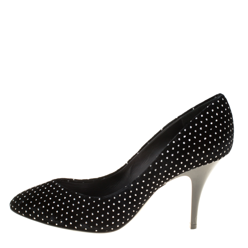

Giuseppe Zanotti Black Velvet Silver Glitter Pumps Size