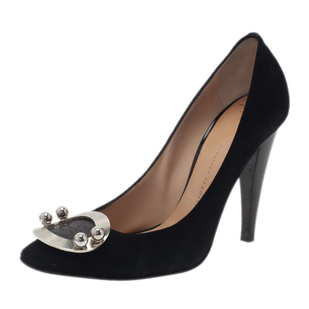 Pre Owned Giuseppe Zanotti Black Suede Pumps Size 37.5