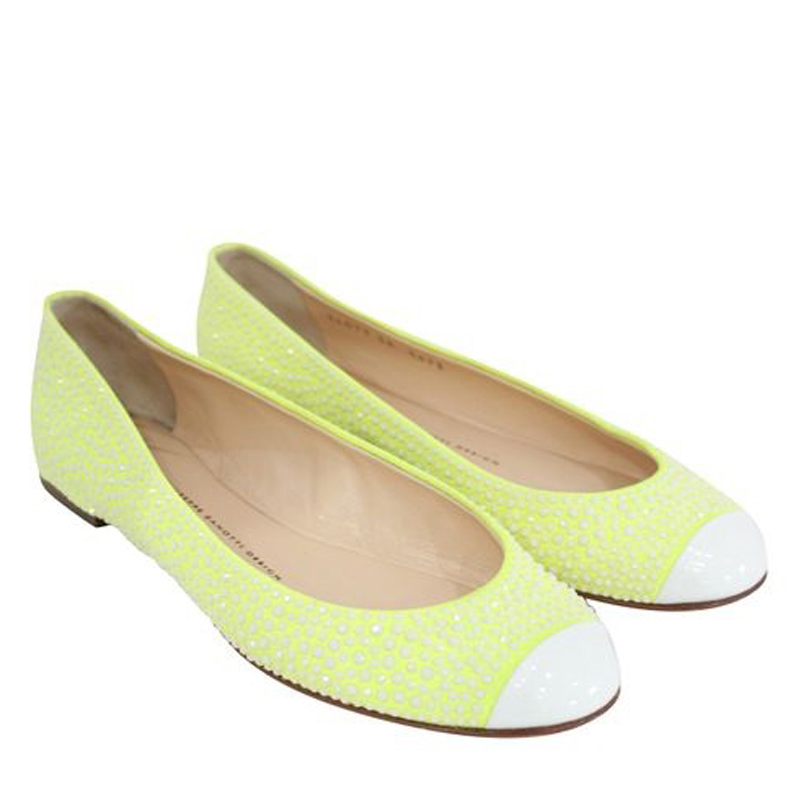 

Giuseppe Zanotti Yellow Canvas Malika Marilynn Flat Size