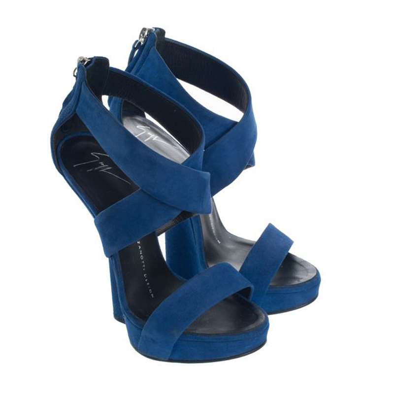 

Giuseppe Zanotti Blue Suede Wedge Pumps Size