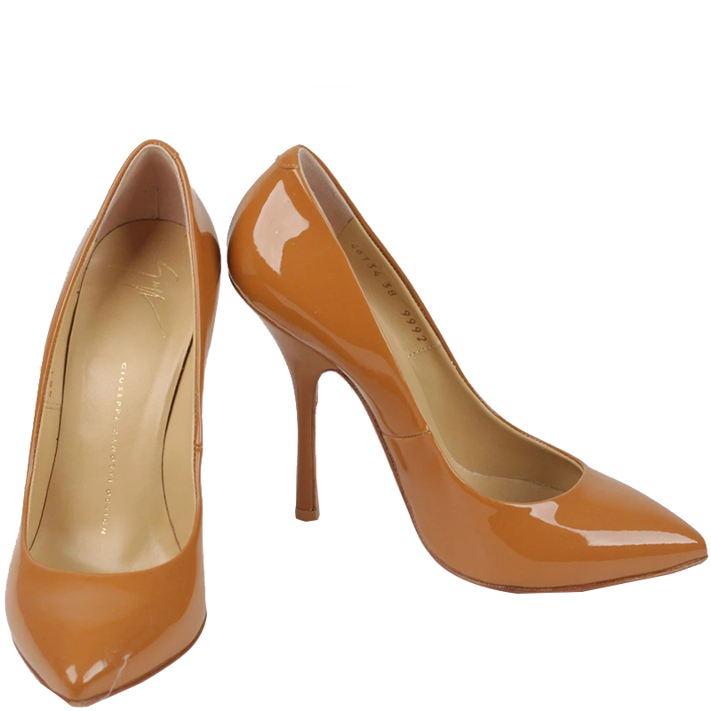 

Giuseppe Zanotti Tan Patent Leather Classic Pumps Heels Size
