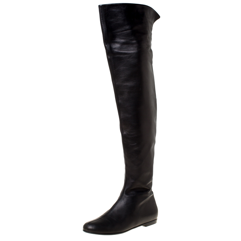 Pre Owned Giuseppe Zanotti Black Leather Over The Knee Boots Size 39.5