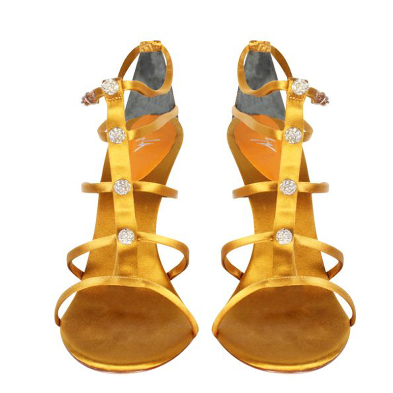 

Giuseppe Zanotti Yellow Satin Glittering Cones Sandals Size