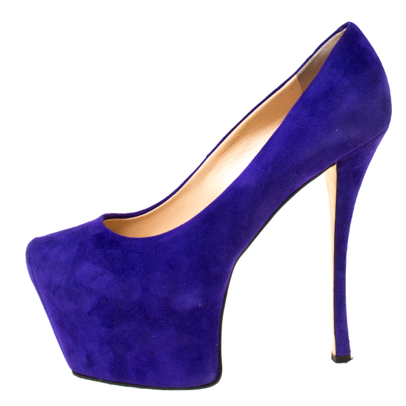 

Giuseppe Zanotti Purple Suede Platform Pumps Size
