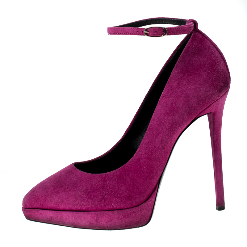 

Giuseppe Zanotti Pink Suede Pointed Toe Platform Ankle Strap Pumps Size