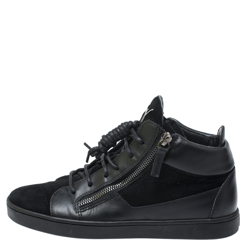 

Giuseppe Zanotti Black Suede And Leather High Top Sneakers Size