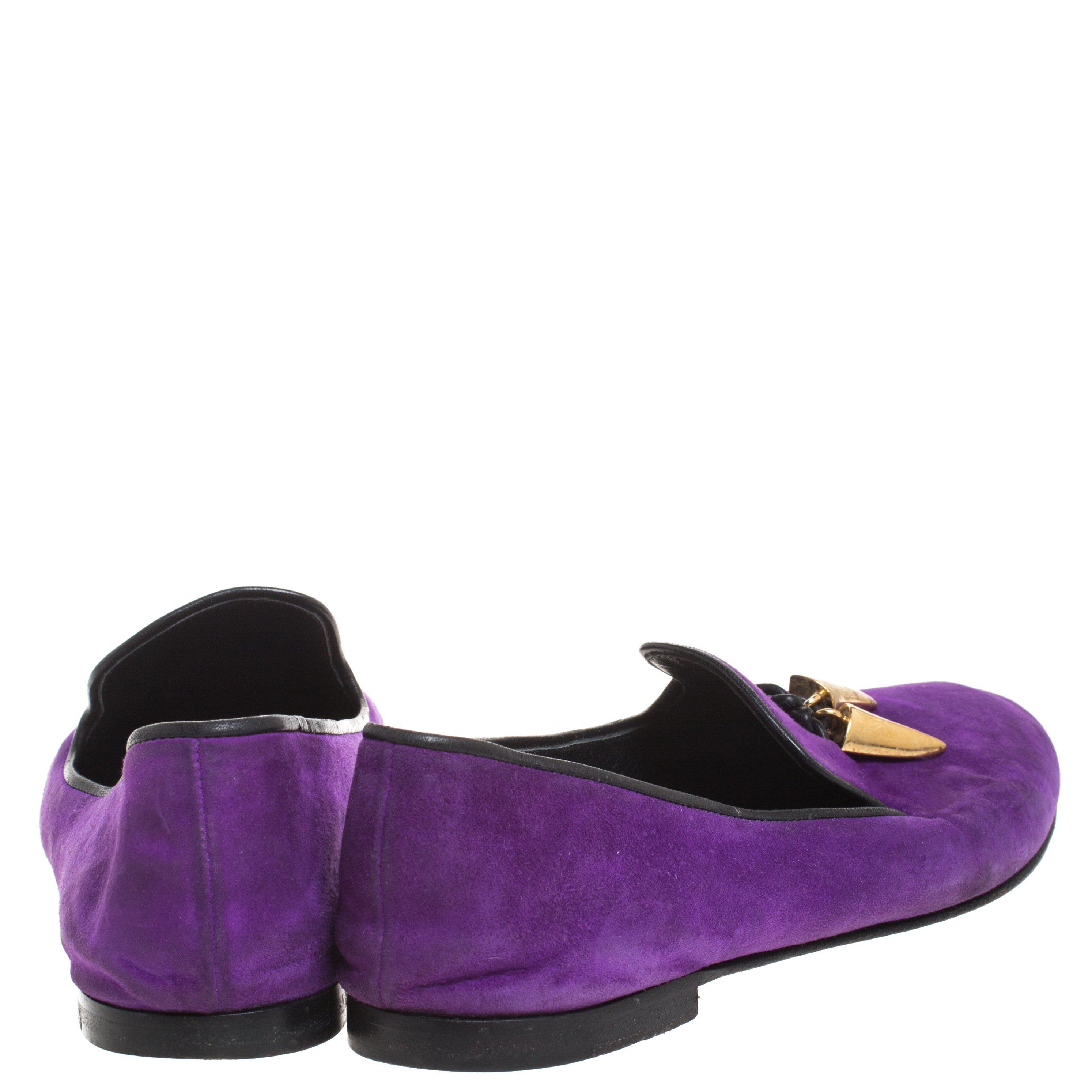 Pre-owned Giuseppe Zanotti Purple Suede Kevin Shark Tooth Tassel Smoking Slippers Size 38