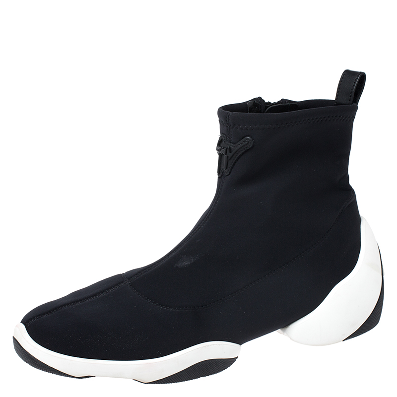 Pre Owned Giuseppe Zanotti Black Stretch Fabric High Top Sneakers Size 40
