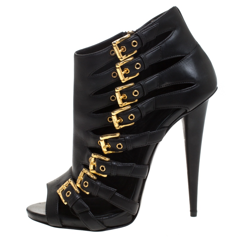 

Giuseppe Zanotti Black Leather Melanie Ankle Boots Size