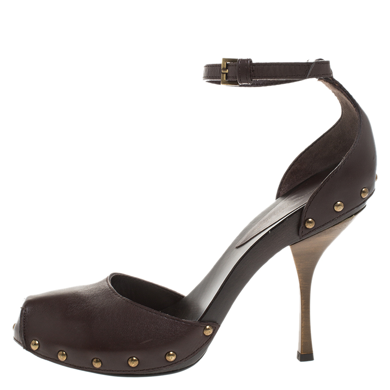 

Giuseppe Zanotti Brown Leather Ankle Strap Platform Sandals Size