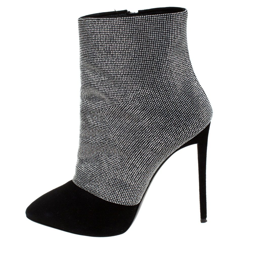 

Giuseppe Zanotti Black Suede Silver Stud Embellished Platform Ankle Boots Size