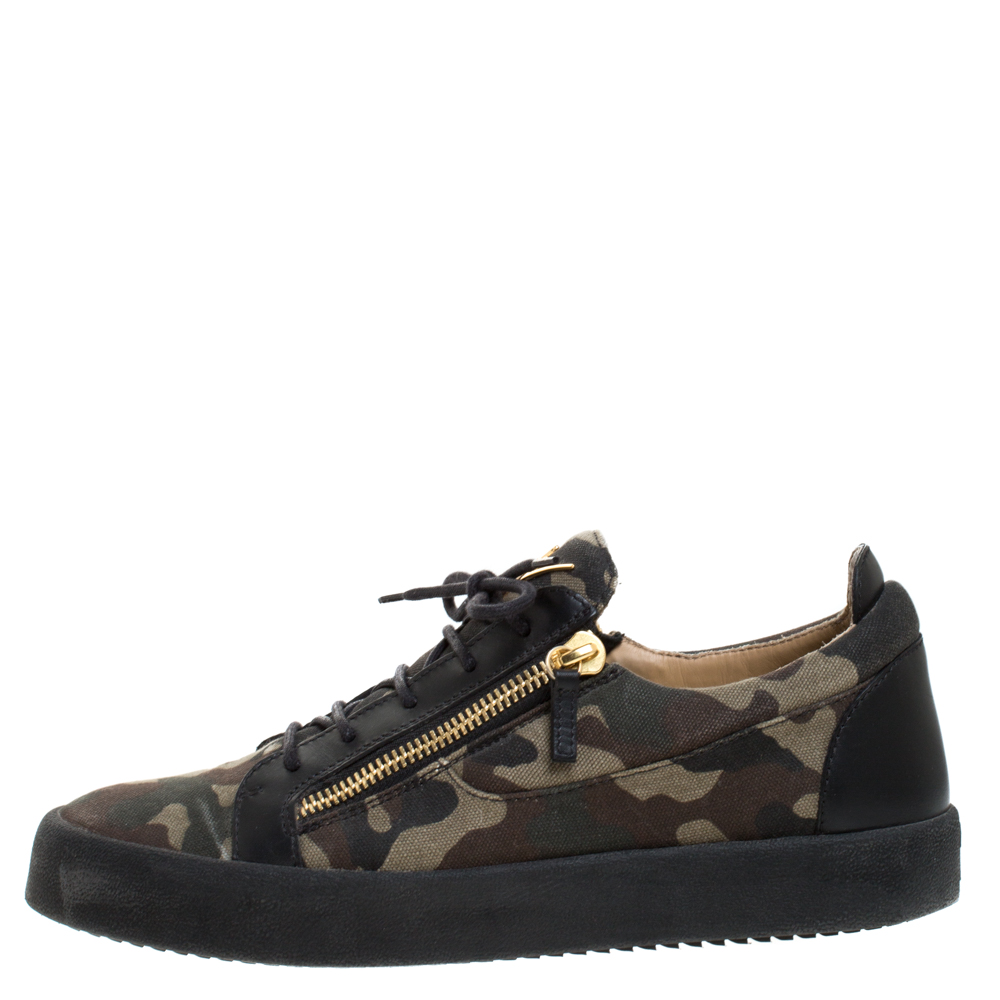 

Giuseppe Zanotti Camo Canvas And Leather Frankie Low Top Sneakers Size, Multicolor