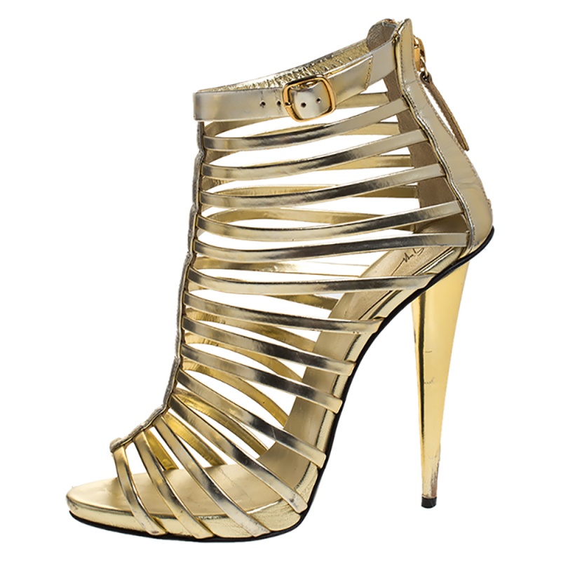 

Giuseppe Zanotti Metallic Gold Leather Gladiator Sandals Size