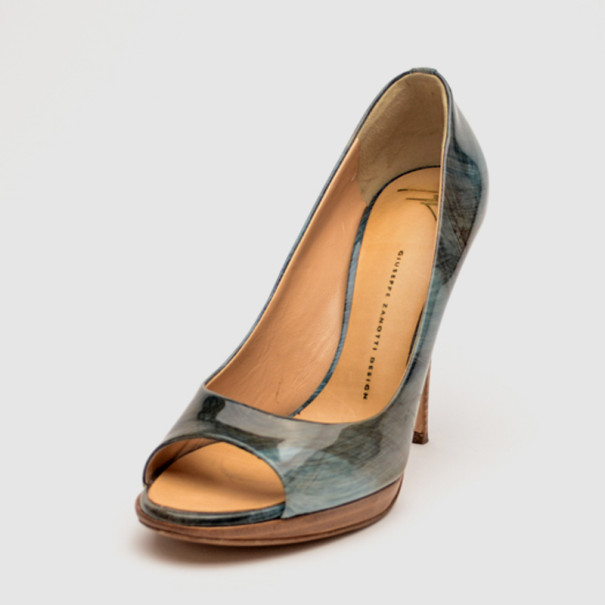 Pre Owned Giuseppe Zanotti Taz 100 Plato Sand Peep Toe Pumps Size 39