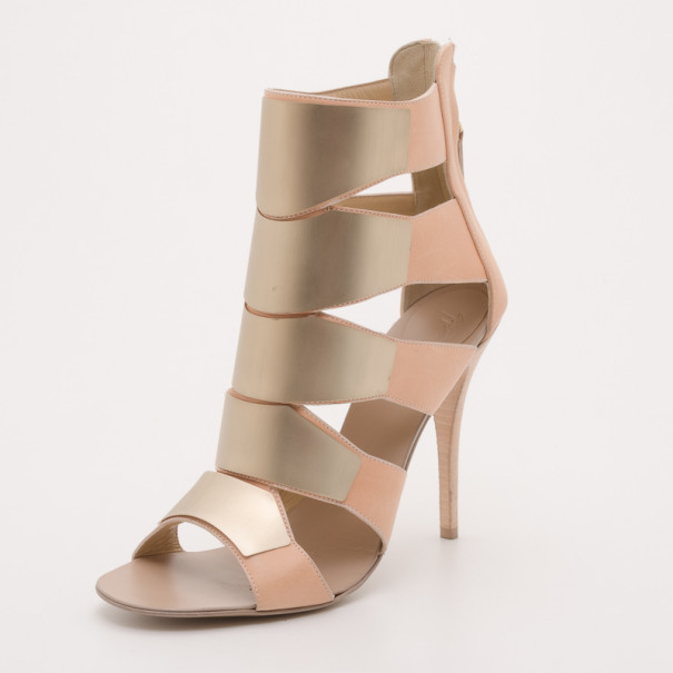 مملوكة مسبقًا Giuseppe Zanotti Gold Leather Plated Sandals Size 41