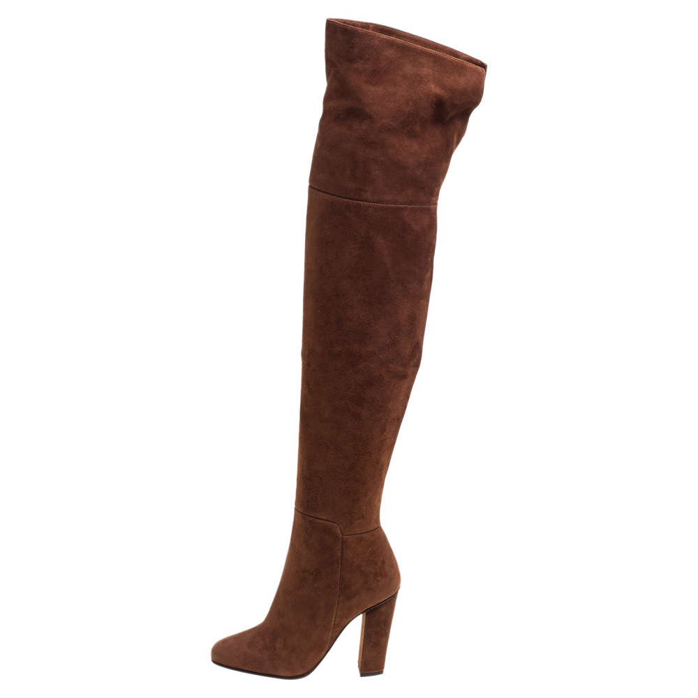 

Giuseppe Zanotti Brown Suede Alabama Over The Knee Boots Size