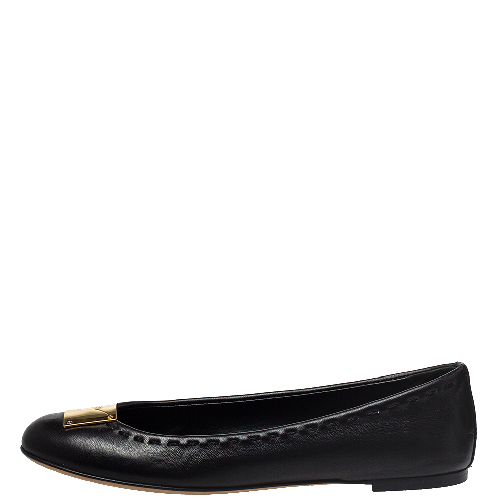 

Giuseppe Zanotti Black Leather Ballet Flats Size