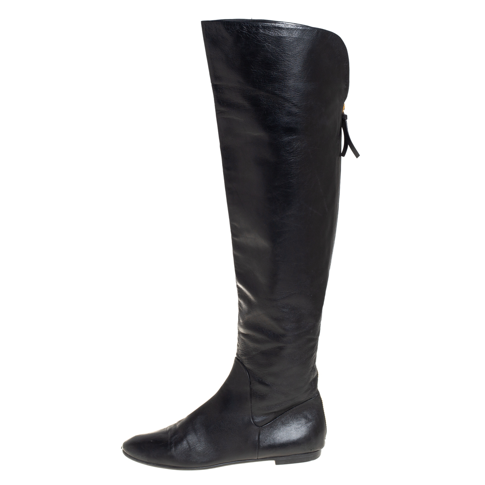 

Giuseppe Zanotti Black Leather Knee Length Boots Size
