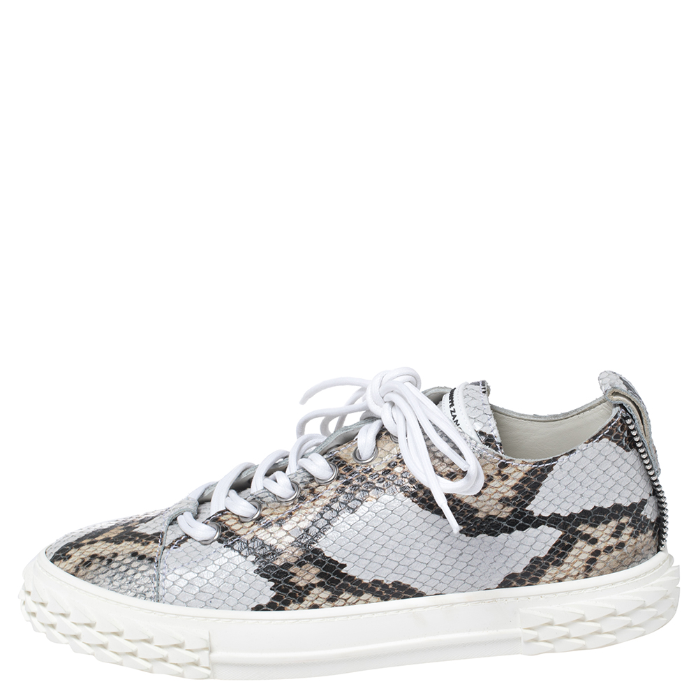 

Giuseppe Zanotti Multicolor Python Embossed Leather Low Top Sneakers Size