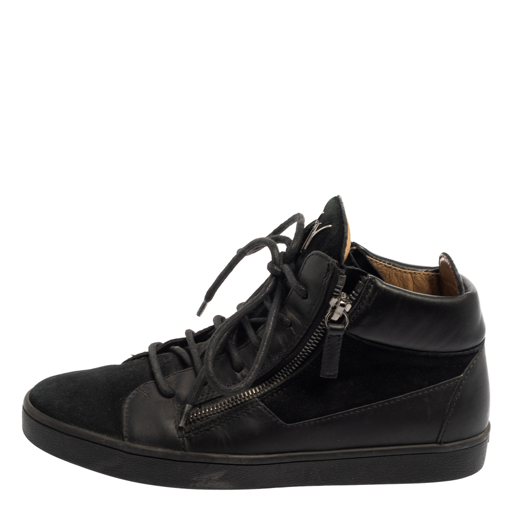 

Giuseppe Zanotti Black Suede And Leather High Top Sneakers Size