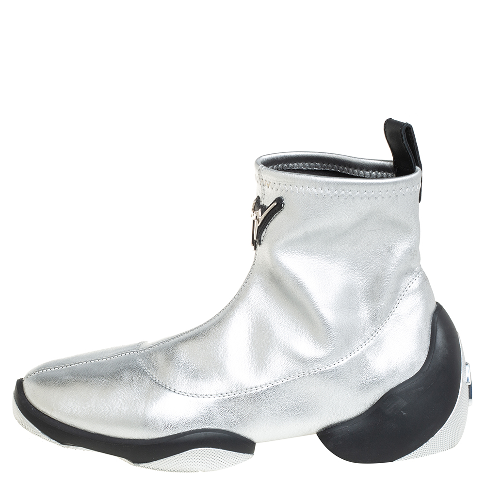 

Giuseppe Zanotti Silver Leather Light Jump HT3 Ankle Boots Size
