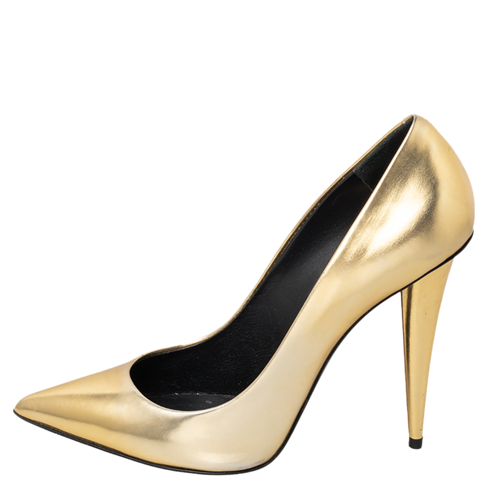 

Giuseppe Zanotti Gold Leather Pointed Toe Pumps Size