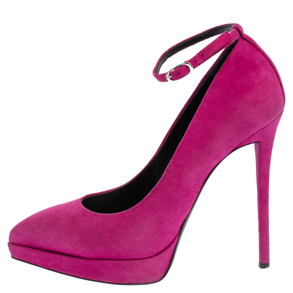 

Giuseppe Zanotti Pink Suede Ankle Strap Platform Pointed Toe Pumps Size