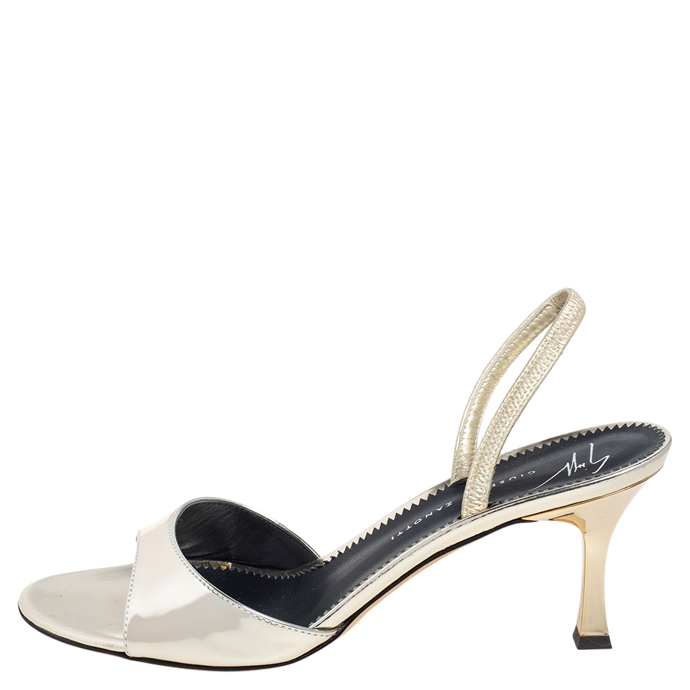 

Giuseppe Zanotti Metallic Gold Leather Slingback Sandals Size