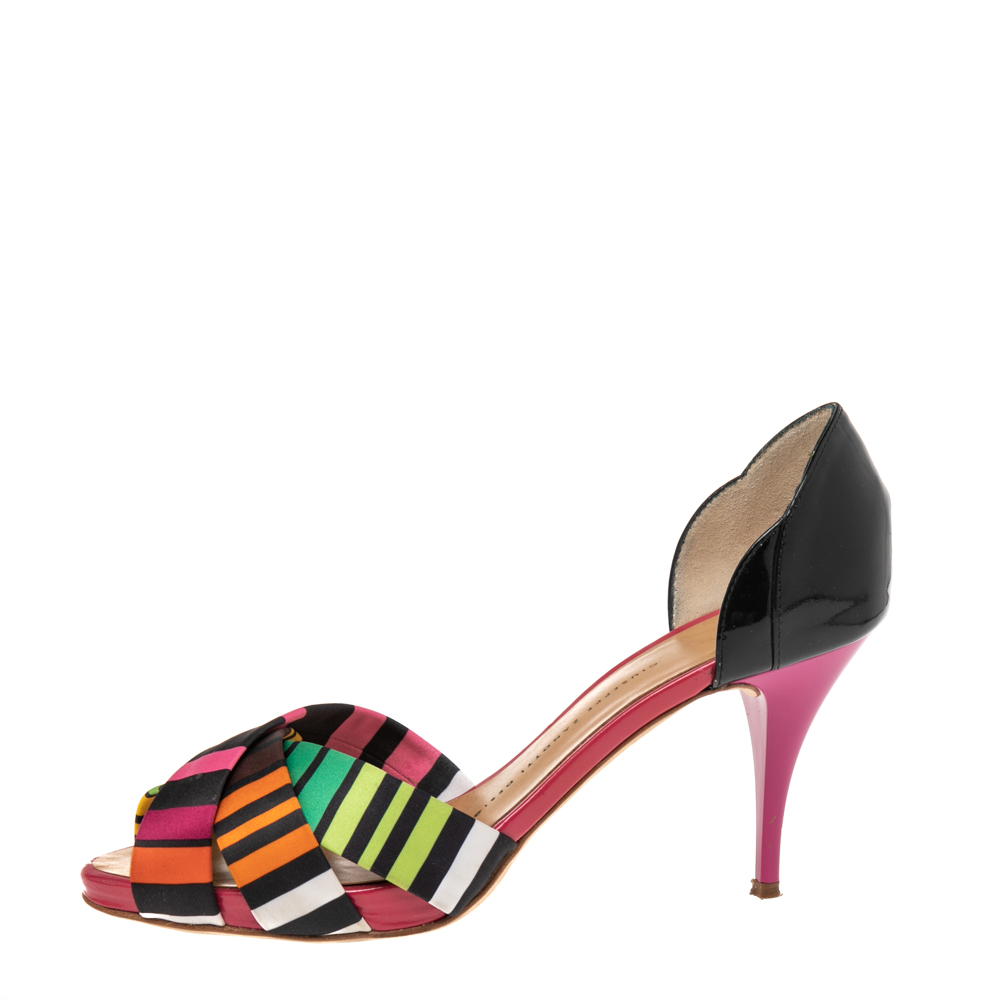 

Giuseppe Zanotti Multicolor Satin And Patent Leather Criss Cross D`orsay Pumps Size