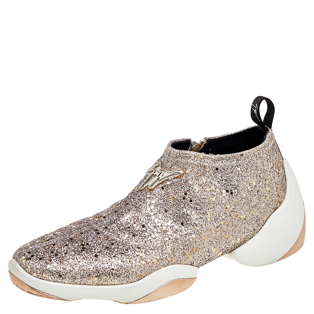 

Giuseppe Zanotti Gold Glitter Jump Sneakers Size