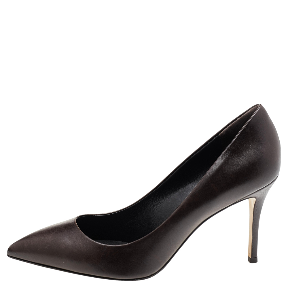 

Giuseppe Zanotti Dark Brown Leather Pointed Toe Pumps Size