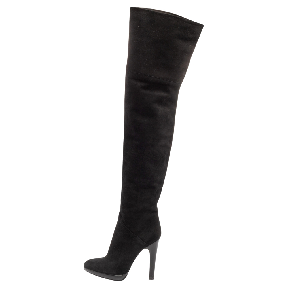 

Giuseppe Zanotti Black Suede Over The Knee Boots Size