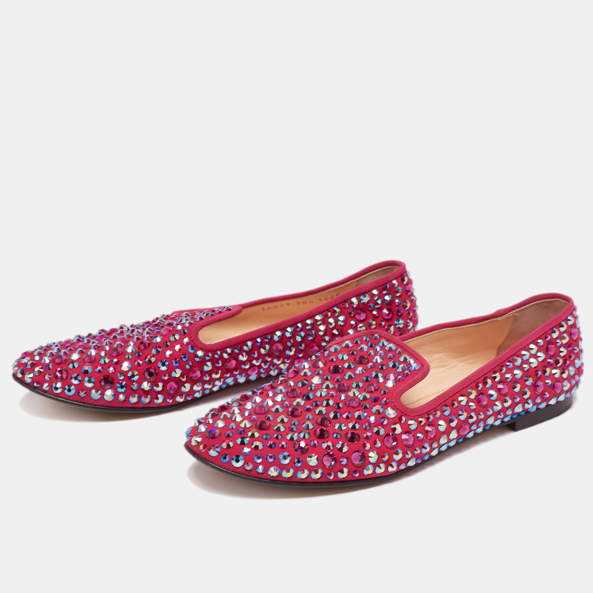 

Giuseppe Zanotti Hot Pink Crystal Embellished Suede Smoking Slippers Size