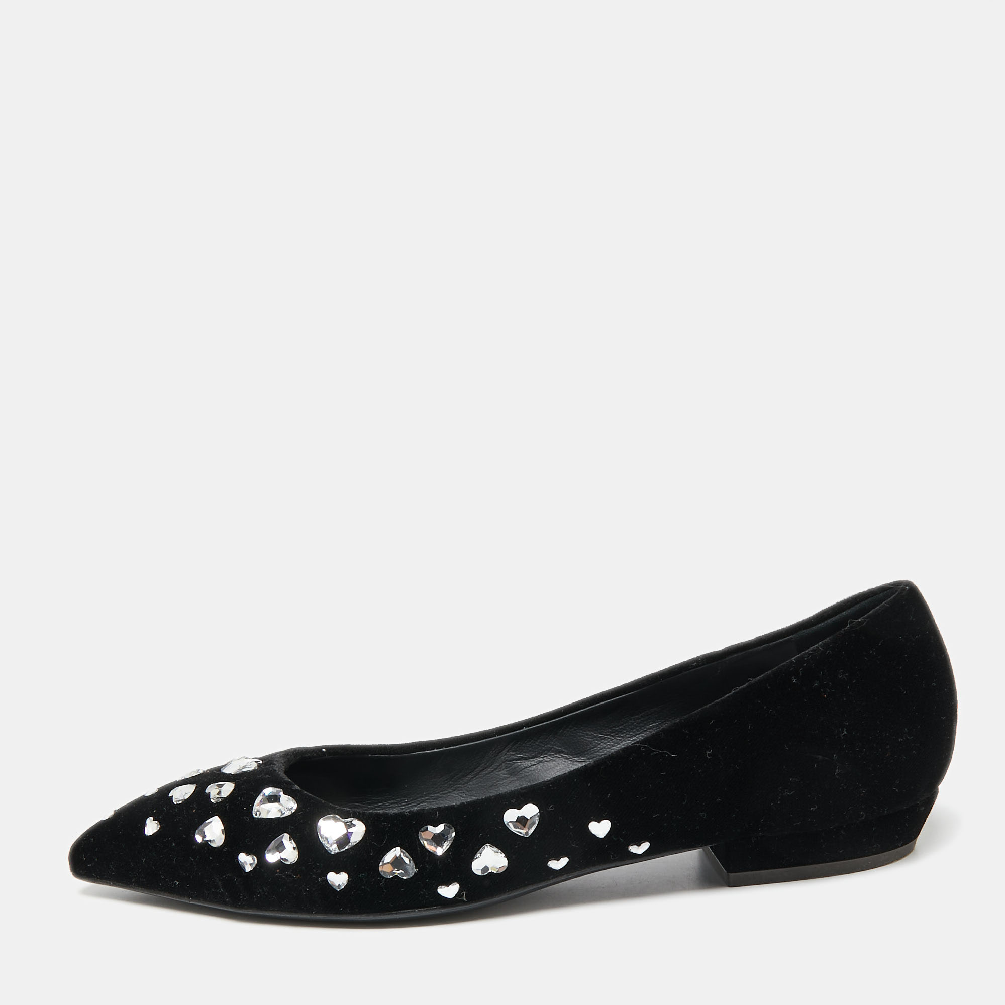 

Giuseppe Zanotti Black Velvet Nancie Love Ballet Flats Size