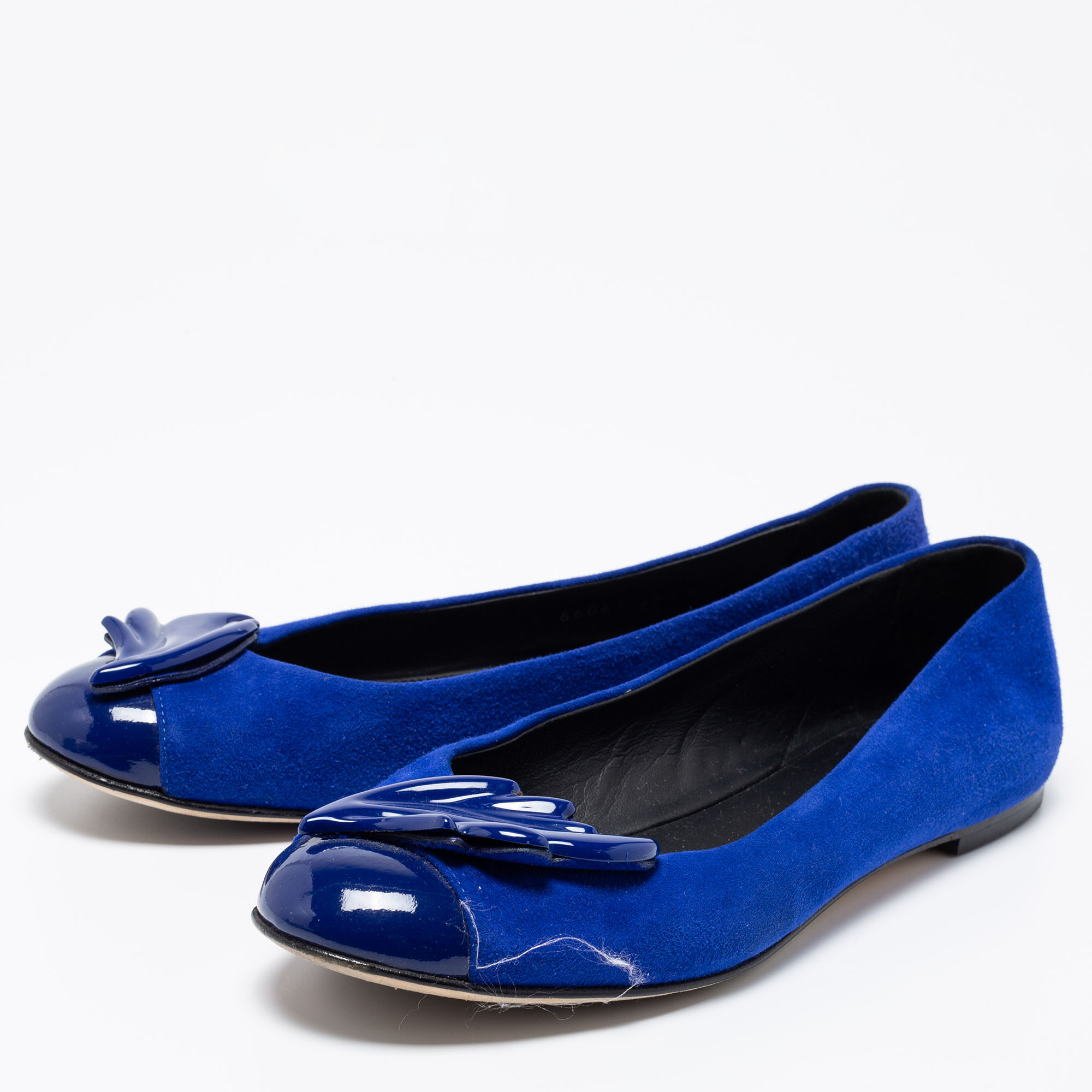 

Giuseppe Zanotti Royal Blue Suede and Patent Leather Wing Ballet Flats Size