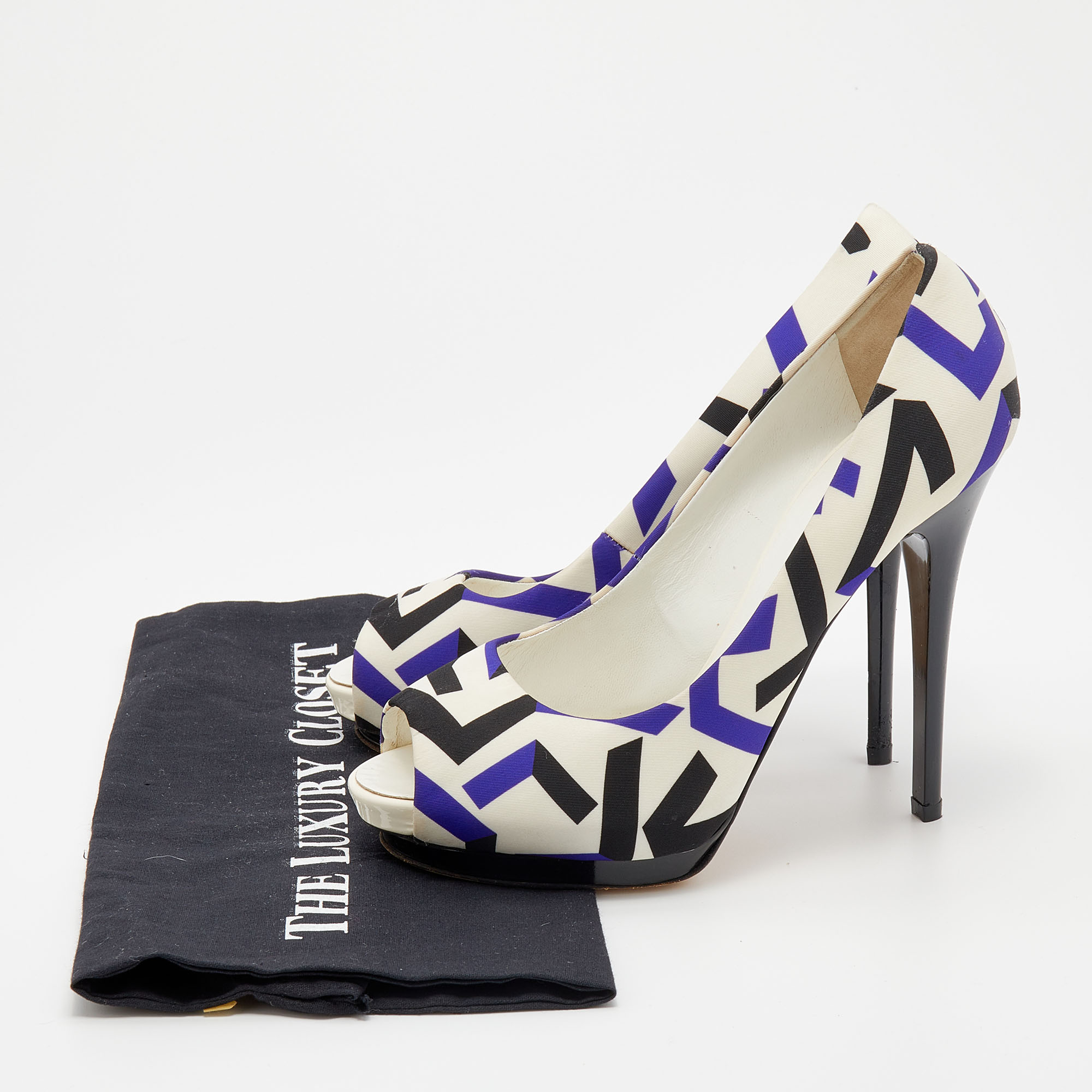 Giuseppe Zanotti Multicolor Printed Fabric Peep Toe Pumps Size 40 
