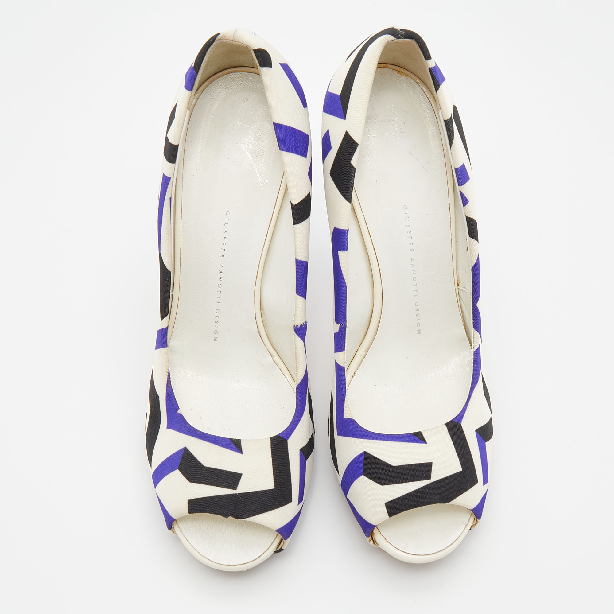 Giuseppe Zanotti Multicolor Printed Fabric Peep Toe Pumps Size 40 
