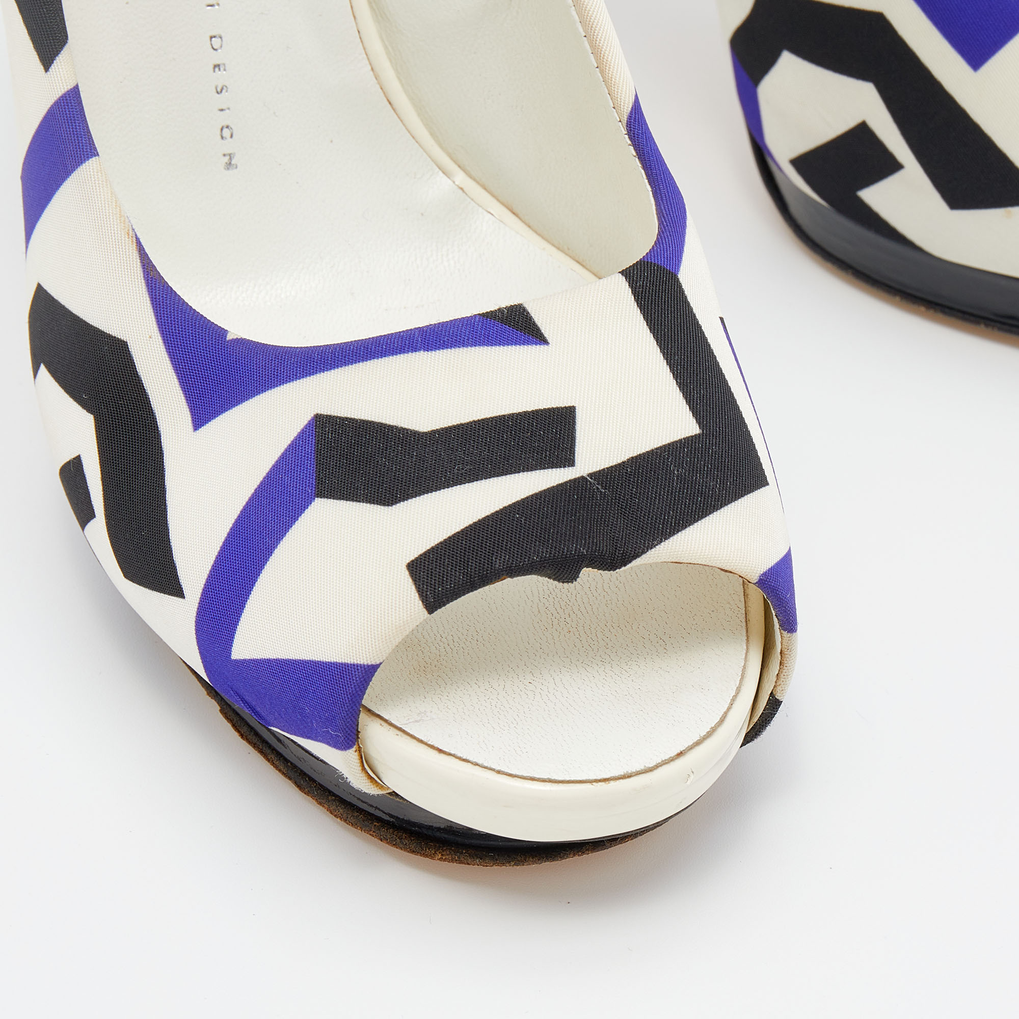 Giuseppe Zanotti Multicolor Printed Fabric Peep Toe Pumps Size 40 