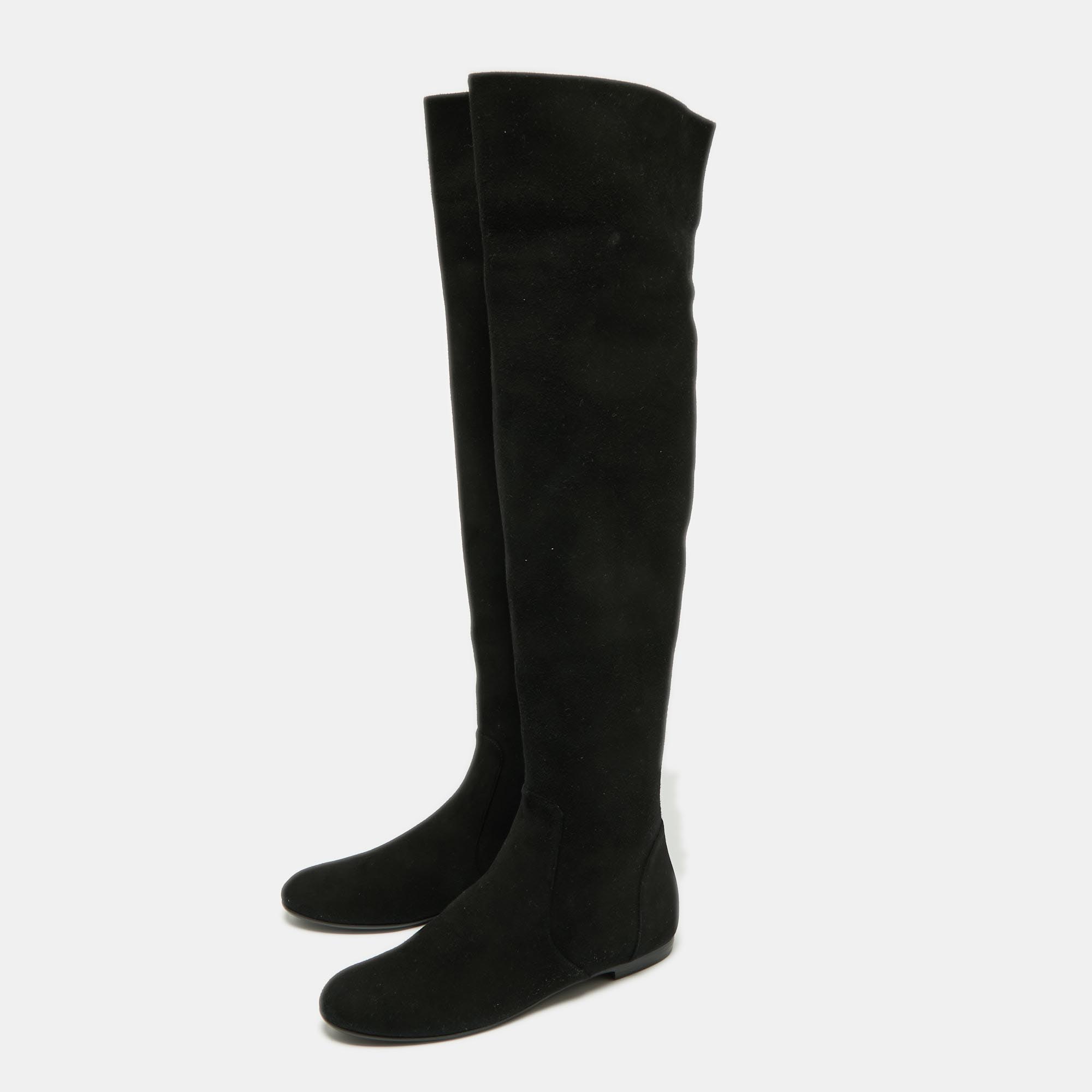 

Giuseppe Zanotti Black Suede Knee Length Boots Size
