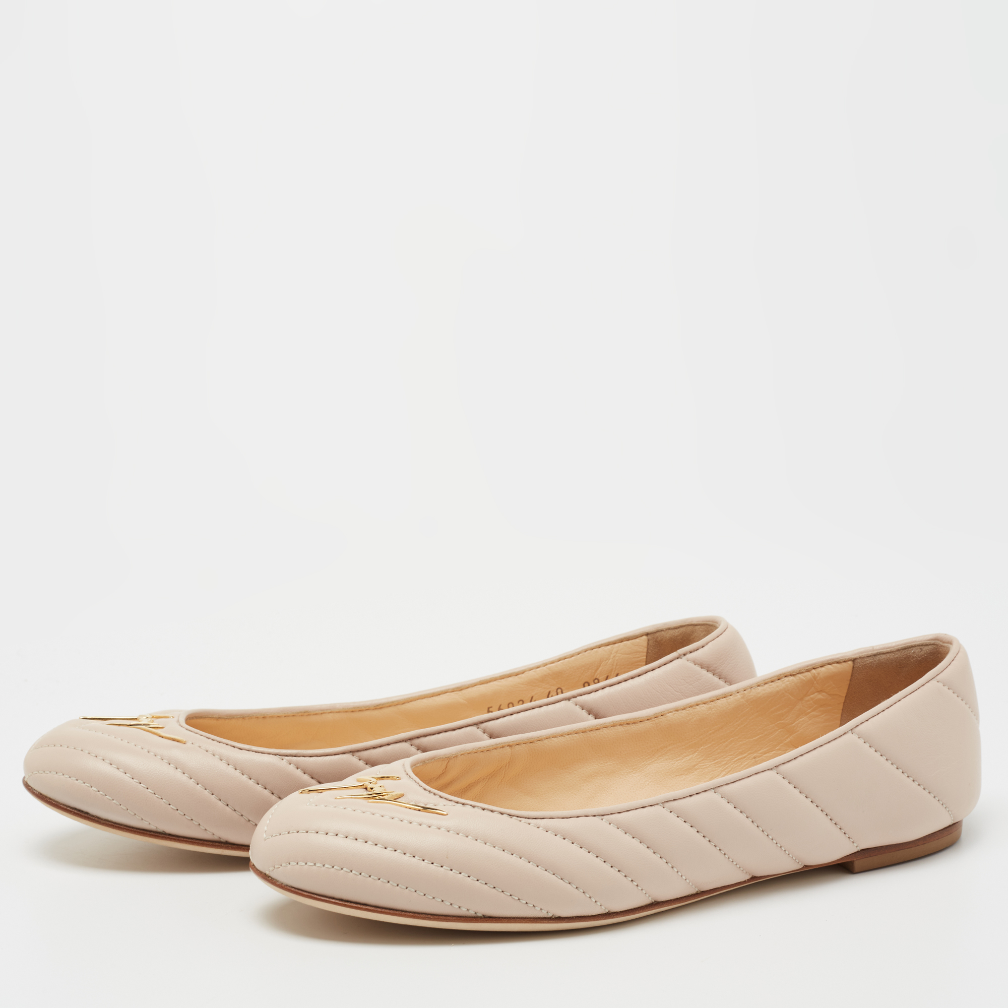 Giuseppe Zanotti Pastel Pink Leather Ballet Flats Size