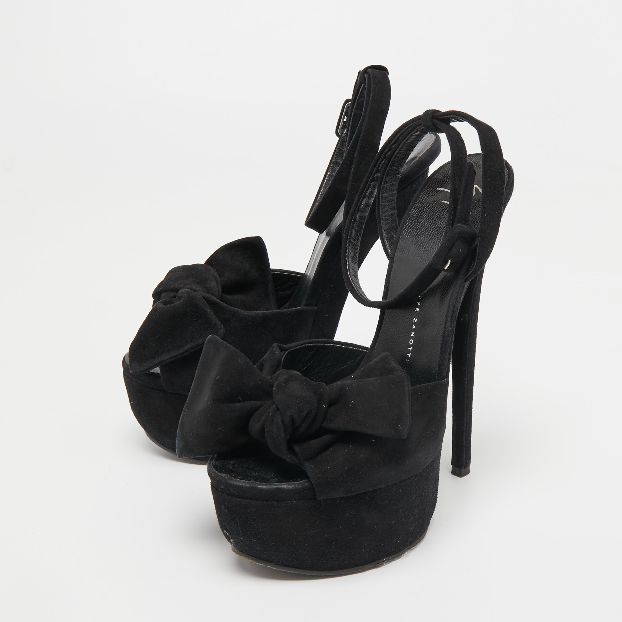 

Giuseppe Zanotti Black Suede Platform Ankle Strap Sandals Size