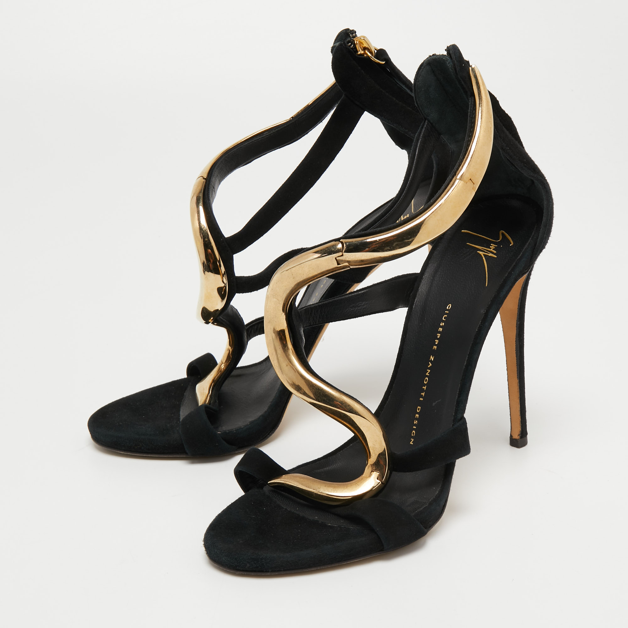 

Giuseppe Zanotti Black Suede Venere Ankle Strap Sandals Size