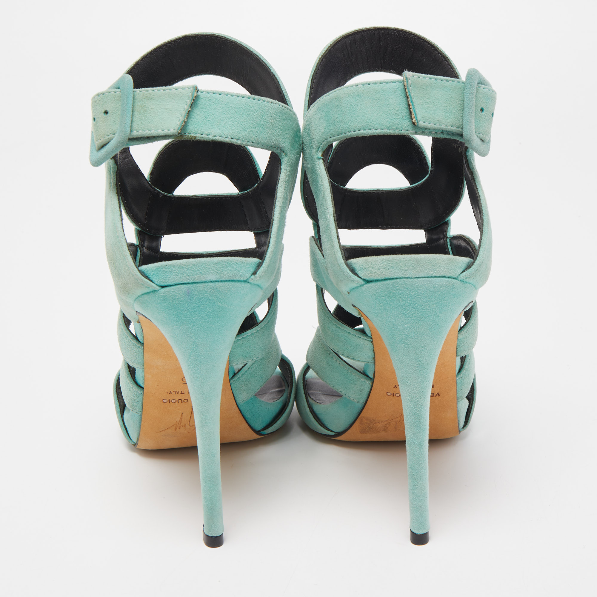 Giuseppe Zanotti Blue Suede Ankle Strap Sandals Size 35 