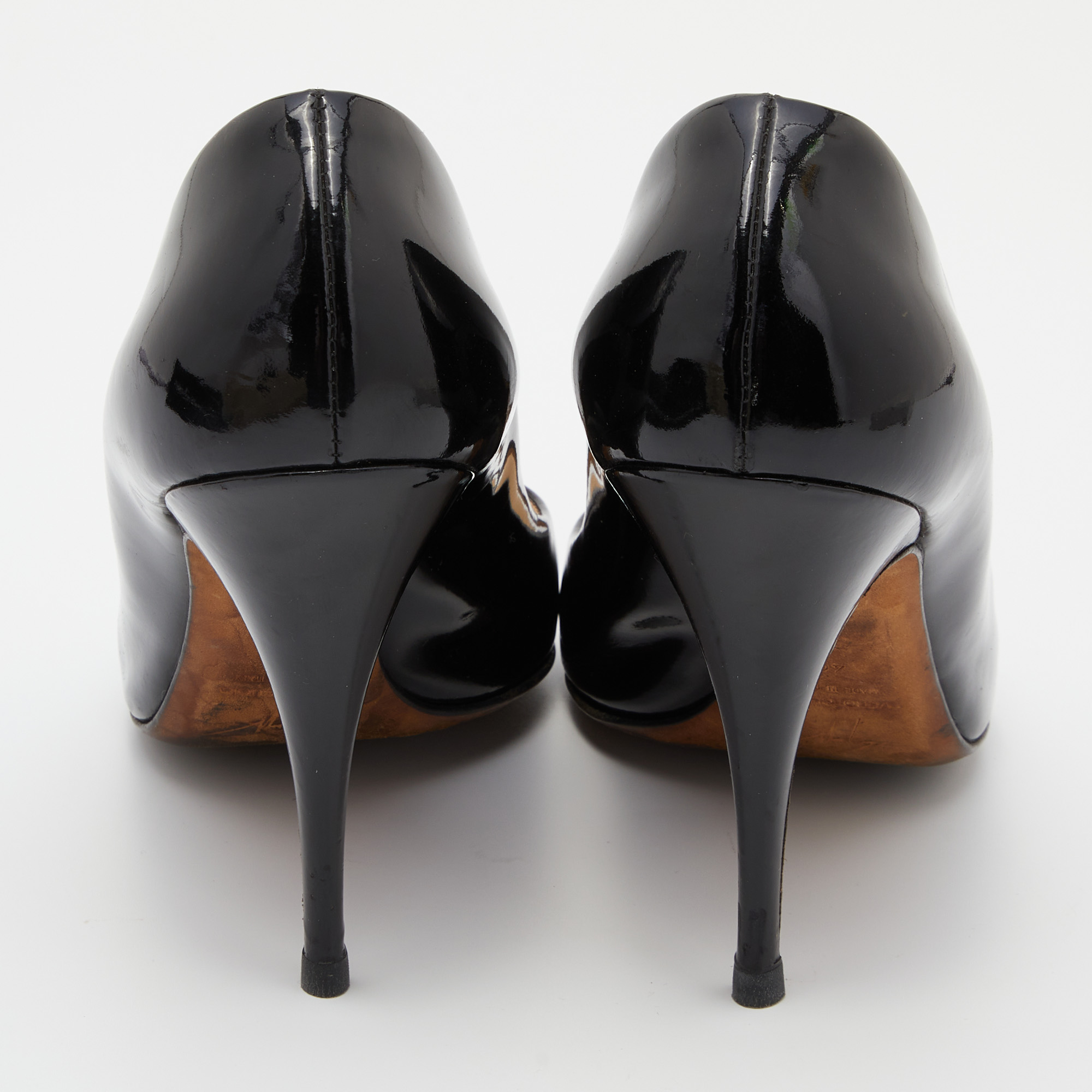 Giuseppe Zanotti Black Patent Leather Open Toe Pumps Size 40 