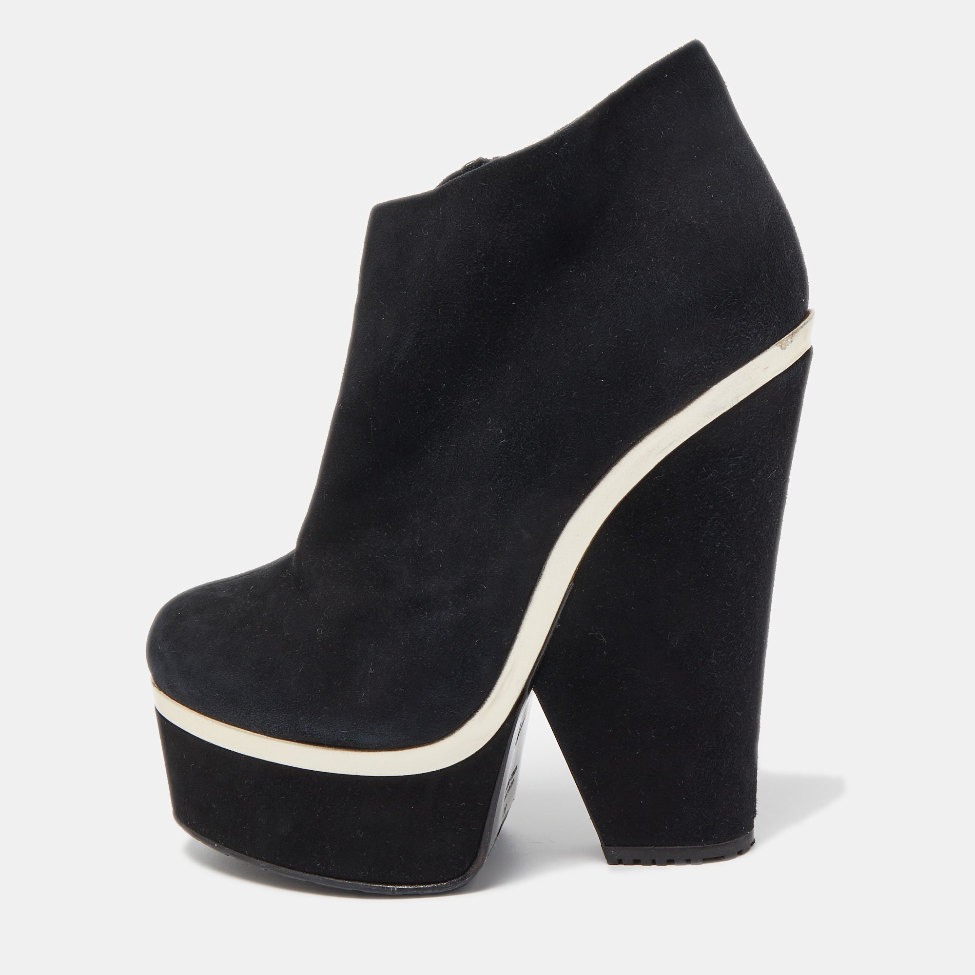 

Giuseppe Zanotti Black Suede Gold Detail Ankle Boots Size