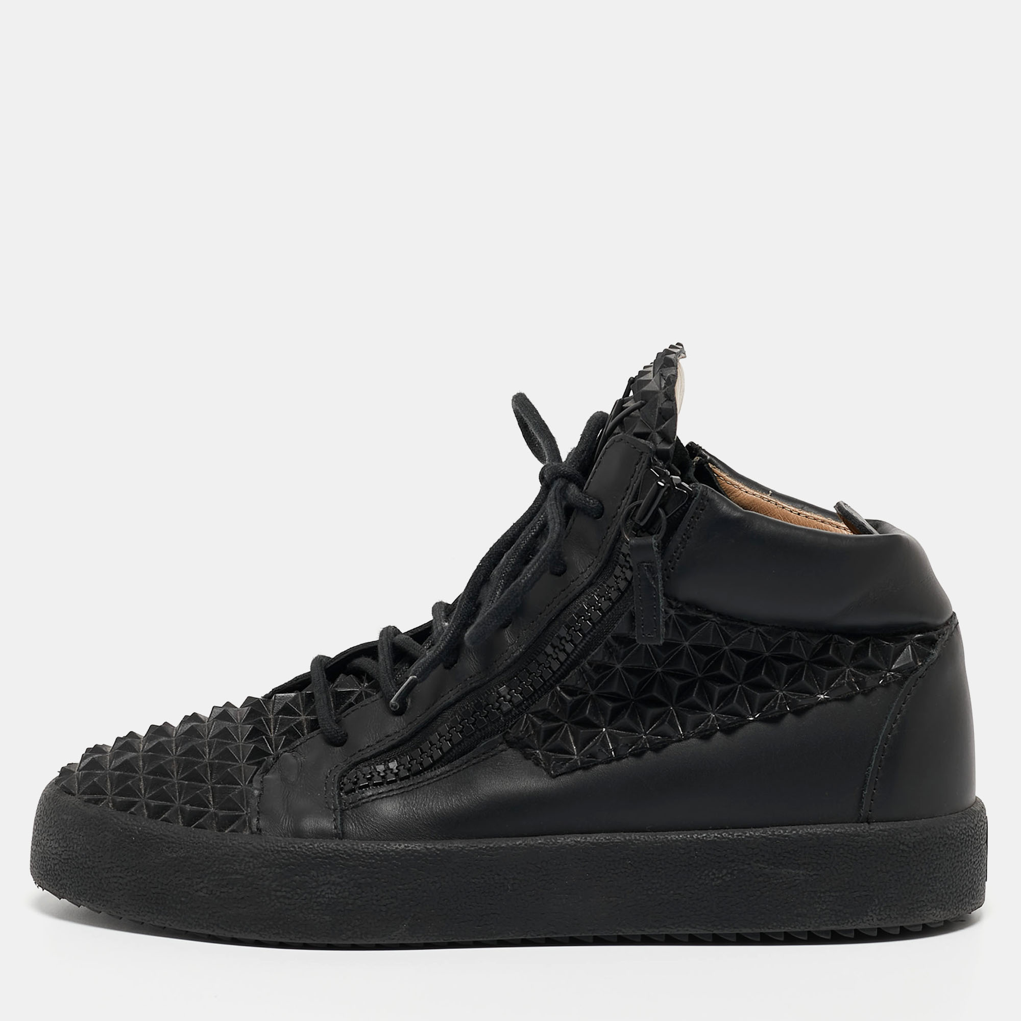 

Giuseppe Zanotti Black Leather May London High Top Sneakers Size