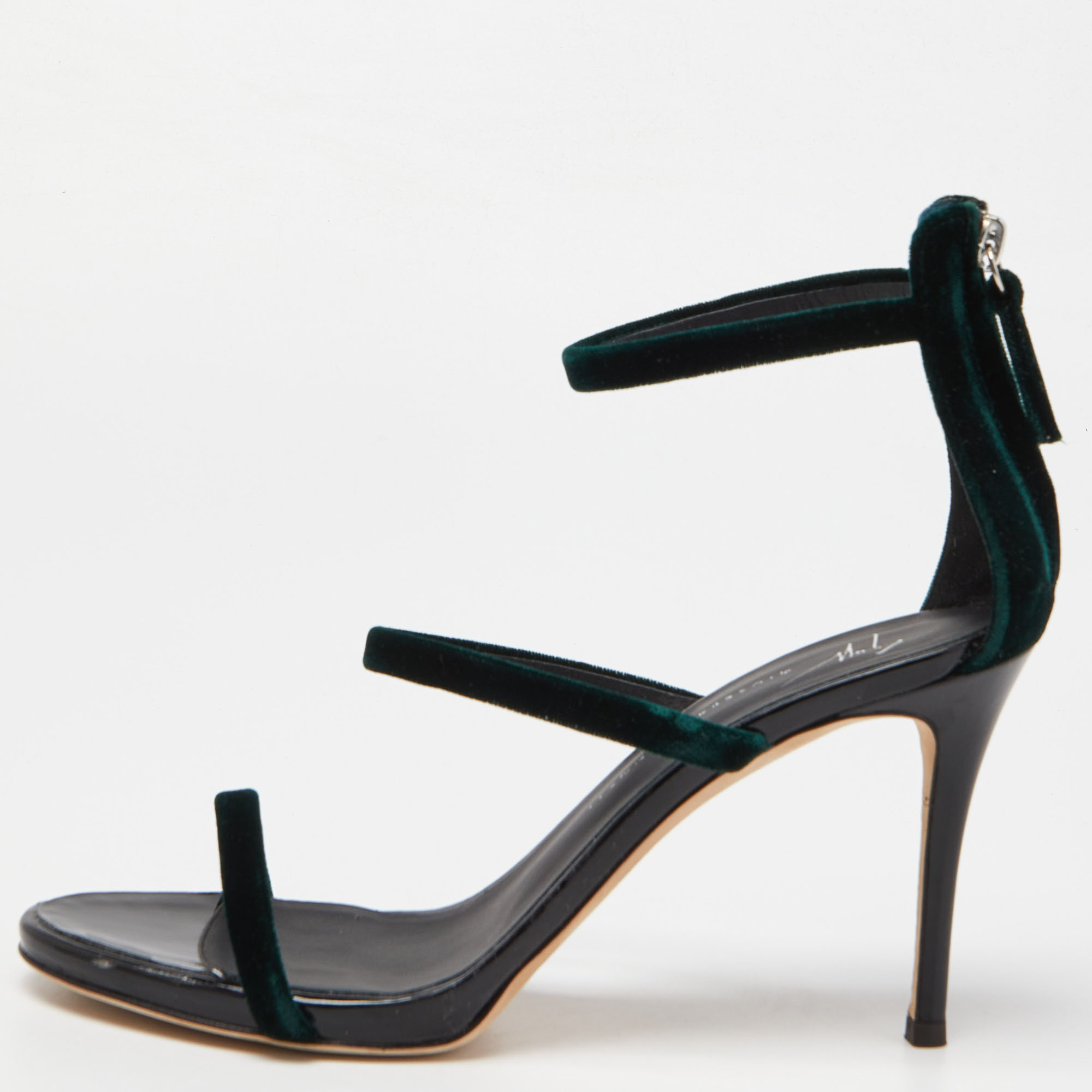 

Giuseppe Zanotti Green Velvet Harmony Ankle Strap Sandals Size