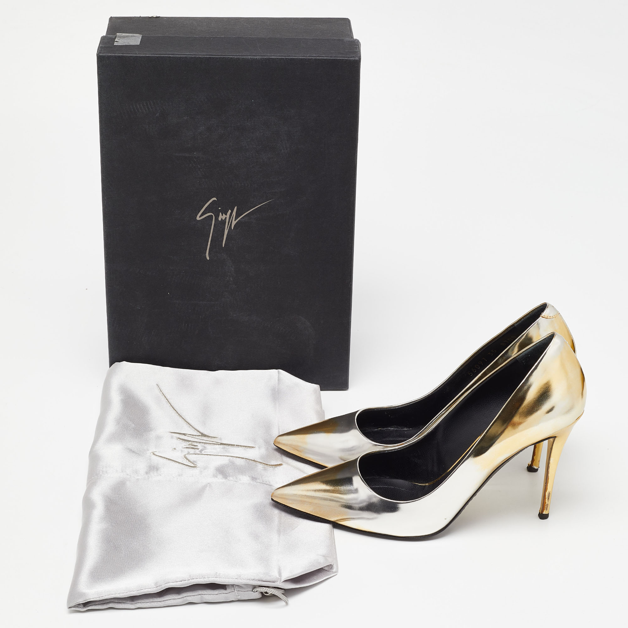 Giuseppe Zanotti Gold/Silver Leather Pointed Toe Pumps Size 35 