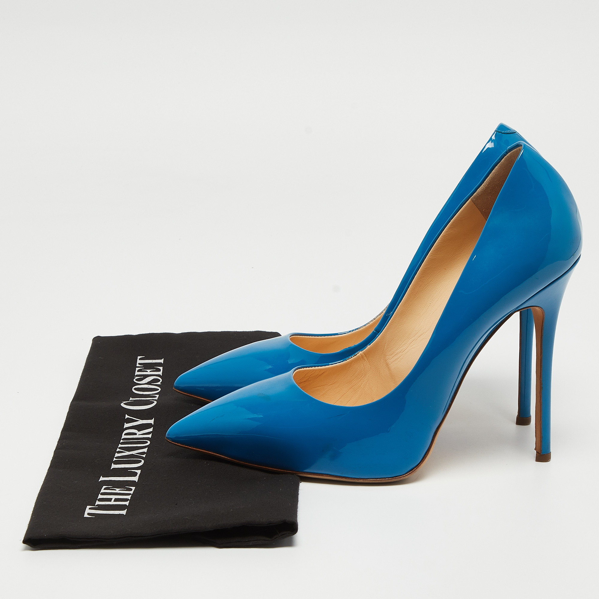 Giuseppe Zanotti Blue Patent Leather Pointed Toe Pumps Size 40 