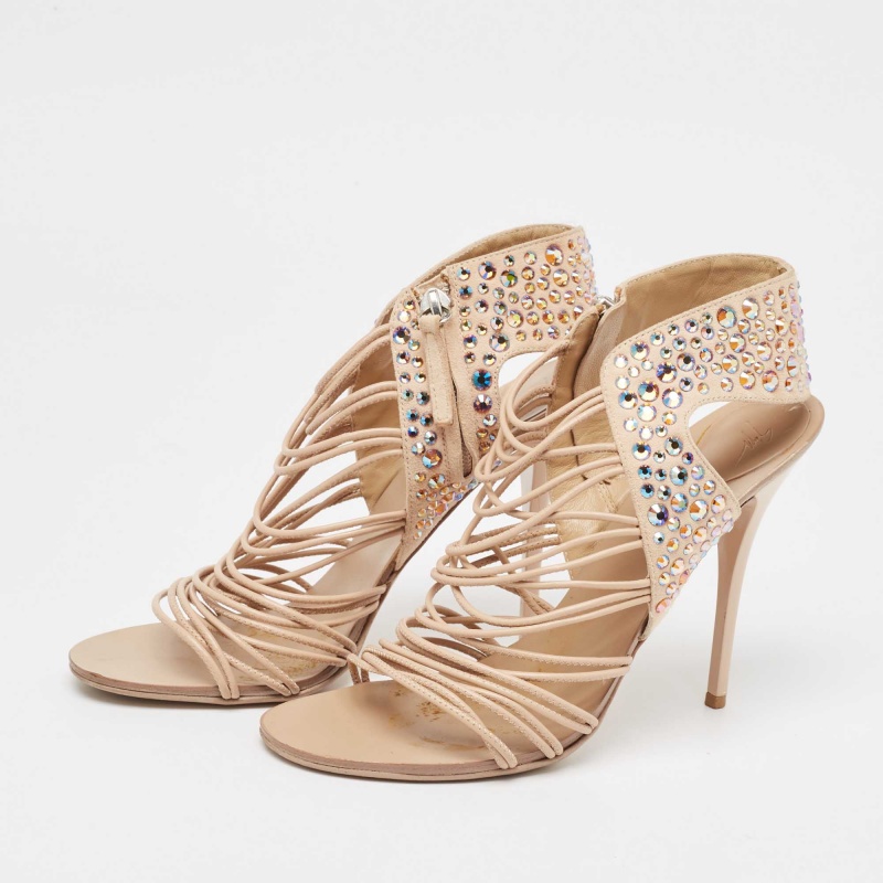 Giuseppe Zanotti Beige Suede and Leather Sandals Size 37 